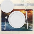 thumbnail image 3 of Ambesonne Nature Place Mats Set of 4, Ocean Wild Waves Art, Standard Size, Orange and Blue, 3 of 6