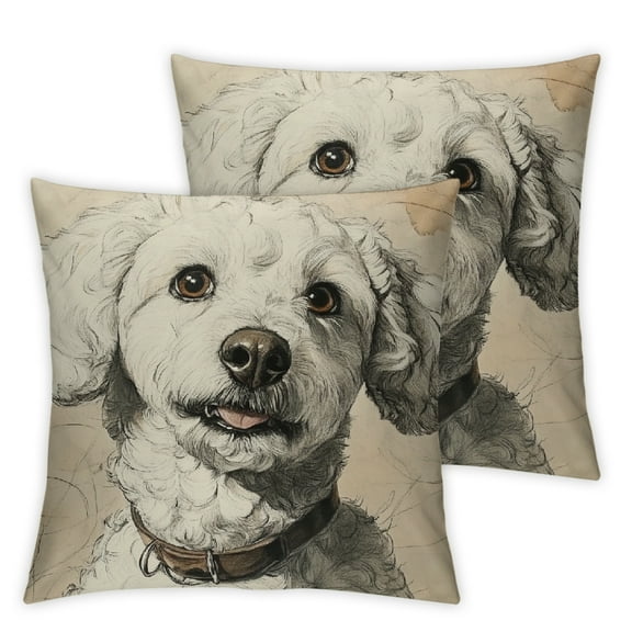 Dog Labradoodle Vintage Throw Pillow Covers, Home is Where My Dog is Decorative Pillows Covers Gifts for Dog Lovers Mom, Cute Farmhouse Pillows Cases Decor for Bed Couch Bedroom