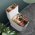 thumbnail image 3 of HELLHERO Christmas Cozy for Bathroom Home, Elastic Edge Polyester Fabric Toilet Seat Lid Cover Set, Fits All Toilet Shapes, Elastic Bottom, Pack of 2, 3 of 8