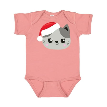 

Inktastic Christmas Cat Cat With Santa Hat Gray Cat Gift Baby Boy or Baby Girl Bodysuit