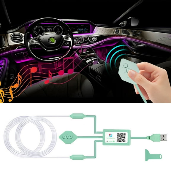 AUTOXBERT 2 in 1 Car Interior Ambient Light Neon Rgb Atmosphere App Control Fiber Optic El Strip