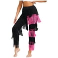 thumbnail image 2 of LiiYii Pantalon de Danse Latine de Salon à Franges pour Femmes Salsa Tango Samba Rumba Performance de Danse Noir&Rose 3TG, 2 of 7