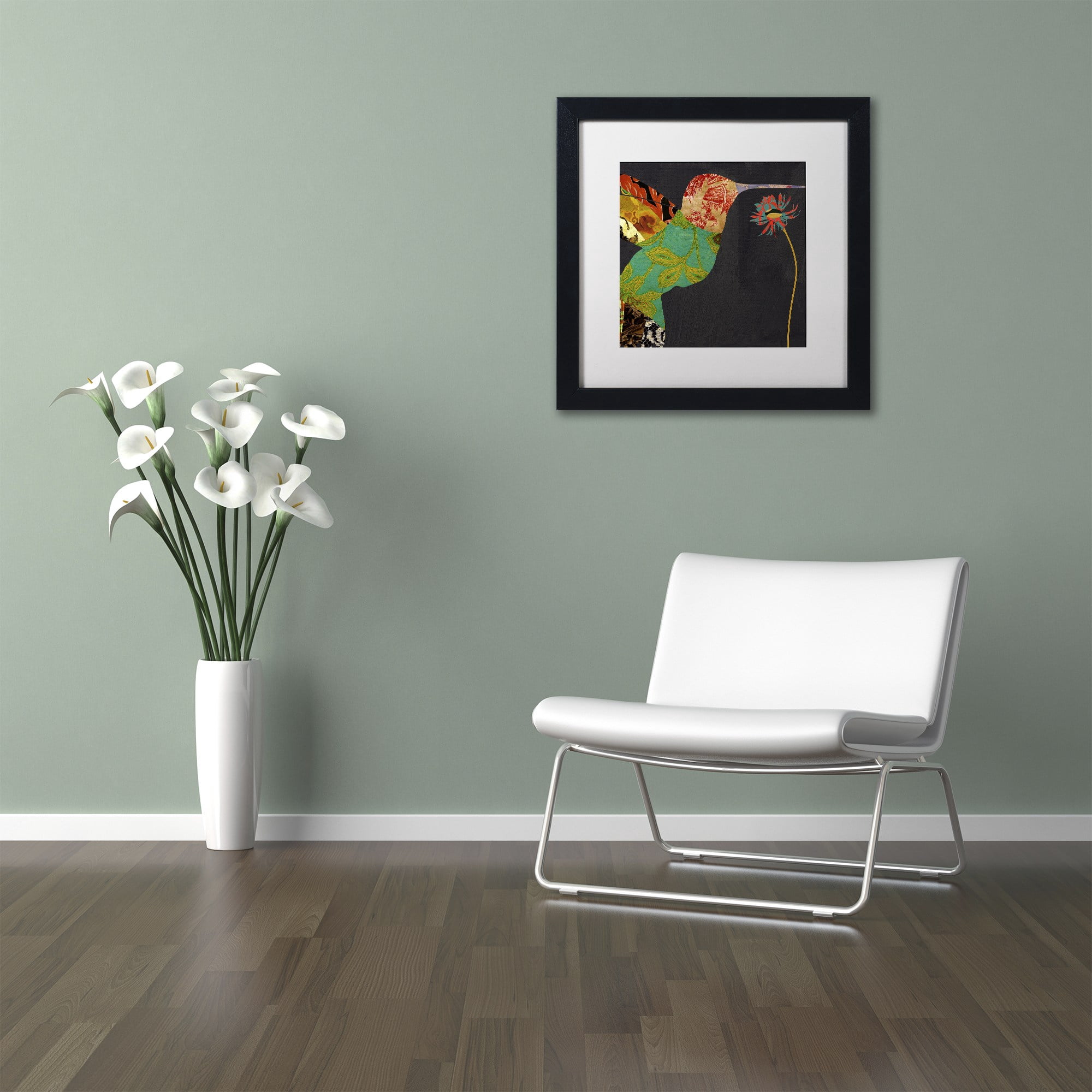 Trademark Fine Art "Hummingbird Brocade IV" Canvas Art by Color Bakery White Matte, Black Frame