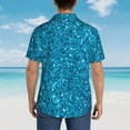 thumbnail image 6 of Balery Blue Glitter Print Men's Hawaiian Shirts Short Sleeve Beach Shirt Relaxed Fit Vacation Button Down Shirts-X-Large, 6 of 9