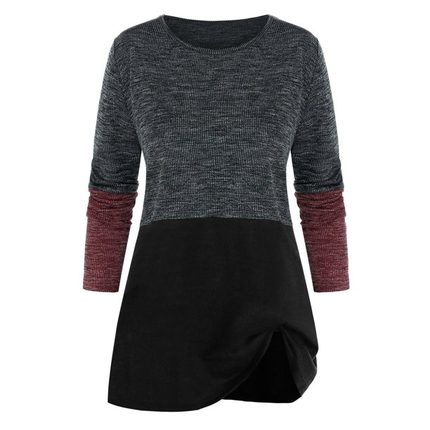 Suéter de manga larga de bloqueo de color de talla grande Rosegal Chaquetas de talla grande