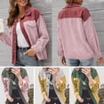 thumbnail image 3 of Camisa de las mujeres Camisas de pana de mujer Botones sueltos Color de empalme Chaquetas vintage de manga larga 1 1, 3 of 5