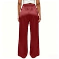 thumbnail image 6 of DeHolifer Women's Pants High Waisted Solid Color Wide Leg Drawstring Flowy Trousers with Pockets Wine XL, 6 of 7