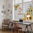 thumbnail image 5 of Sunflower Tier Curtains 54 Inch Length, Summer Botanical Checkered Yellow Floral Cafe Short Curtains for Bathroom Over Sink, Small Kitchen Curtain Light Filtering Tiered Drapes 2 Panels 27.5"Wx54"L, 5 of 8