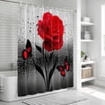 thumbnail image 6 of Valentine's Day Shower Curtain, Waterproof Shower Curtains for Bathroom, Red Rose Floral Watercolor Butterfly Flowers Washable Fabric Bathtub Curtain Set Bath Decor with 12 Hooks Extra Long 72"x96", 6 of 8
