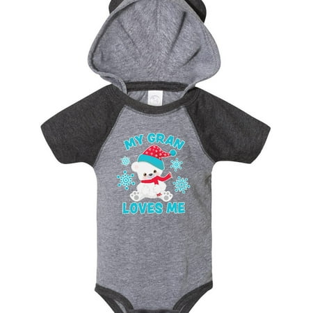 

Inktastic Polar Bear My Gran Loves Me in Santa Hat with Snowflakes Gift Baby Boy or Baby Girl Bodysuit