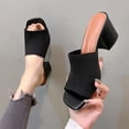 thumbnail image 4 of Slip On Slides Sandalias Tacón Grueso Bloque Tejidas para Mujer Verano Elegante, 4 of 9