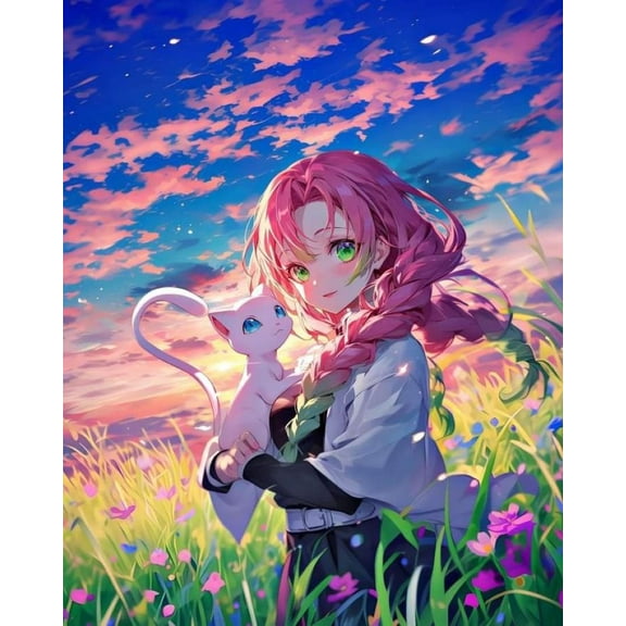 Kanroji Mitsuri 5D Diamond Painting Kits for Adults Demon Slayer Diamond Art Paint with Diamonds DIY Painting Kit Paint by Number with Gem Art 12" X 16"