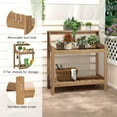 thumbnail image 6 of ROGALIS HDPS Outdoor Potting Bench Table w/4 Hooks & 3 Shelves, All-Weather, No Rust/Fade, Teak, 6 of 7