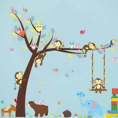 Hot fashion DIY Cute Removable Monkey Animal Wall Stickers Jungle Zoo Tree  Nursery Kids Room | Walmart Canada