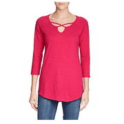 Eddie Bauer Women's ¾ Sleeve Cross-Front Tunic, Sangria (XX-Large)