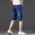 thumbnail image 6 of Summer Men‘s Denim Shorts Cotton Lyocell Blend Elasticity Straight Denim Pants Fashion Thin Knee Short Jeans Plus Sizes 42 44 46, 6 of 7