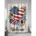 thumbnail image 5 of Fsddascl 4th of July Shower Curtain Set - 36" x 78" Washable Bathtub Curtain with 12 Hooks, Red Striped Red Love Heart Navy Independence Day Waterproof Fabric Stall Shower Curtains for Bathroom, 5 of 6
