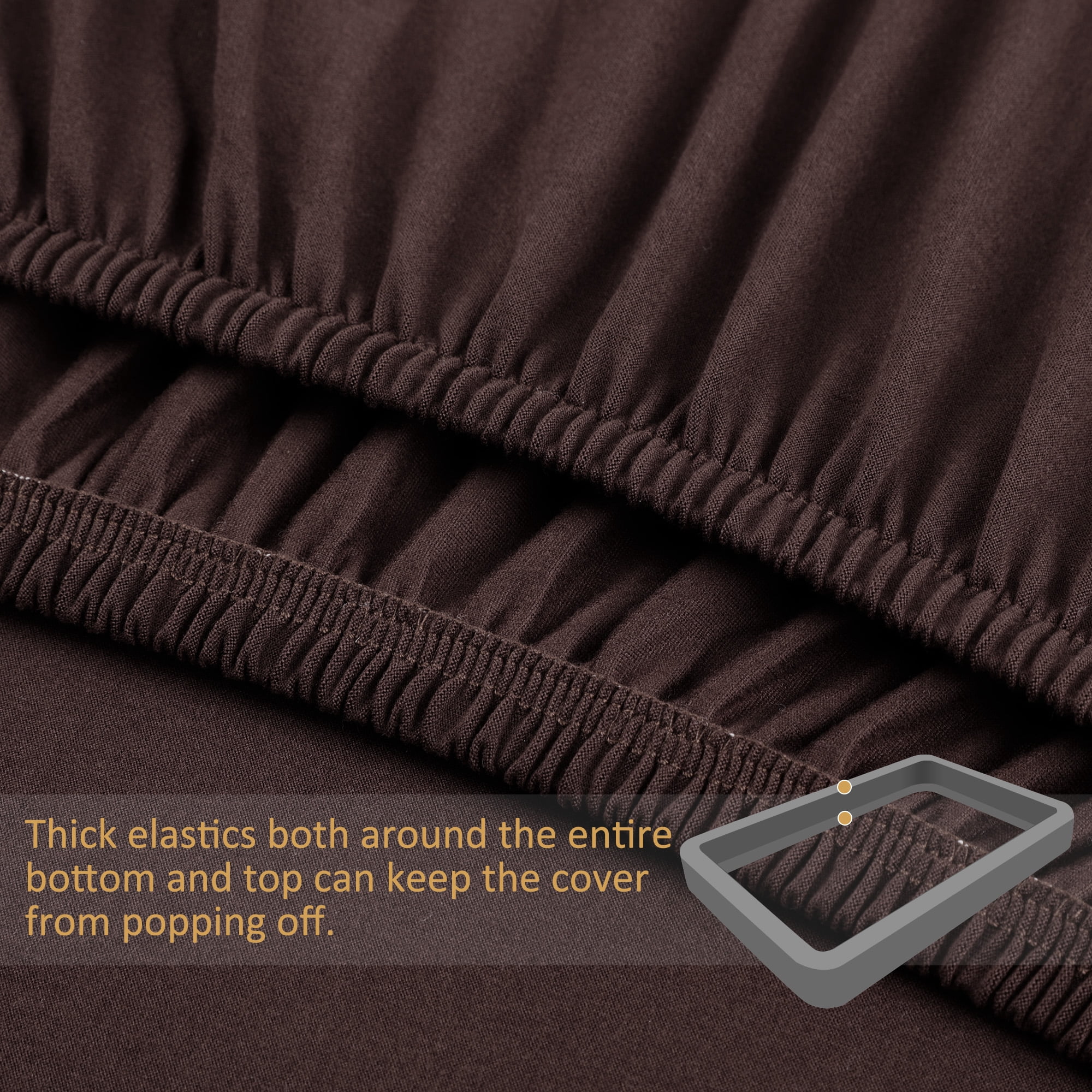 Unique Bargains Box Spring Cover Wrap Around 4 Sides Stretchy King Brown