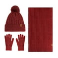 thumbnail image 3 of 3 Pcs Winter Satin Silk Lined Beanie Hat Long Knit Scarf Touchscreen Wool Gloves Set for Women Men, 3 of 4