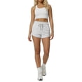 thumbnail image 5 of Sundazz Womens Sweat Shorts High Waisted Running Gym Workout Shorts Summer Casual Shorts with Pockets,White-Floral,M, 5 of 9