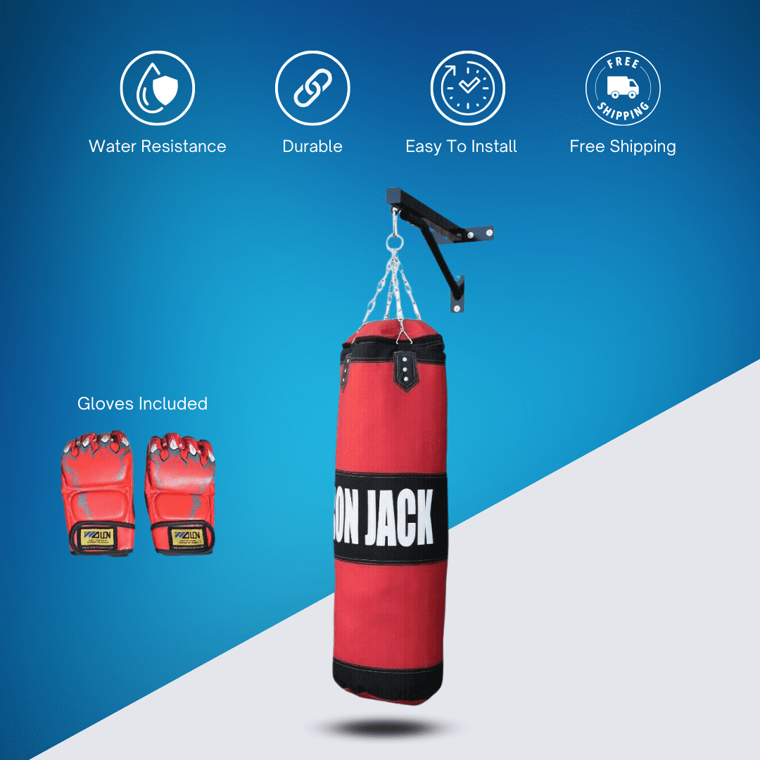 Iron Bar™  Boxing Hanging Bag Unfilled MMA Punching Bag for Kickboxing, Muay Thai, Exercise, Fitness, Cardio, HIIT Workout with Gloves
