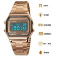 thumbnail image 6 of Classic Women's Digital Multifunction Sports Watch Stainless Steel Band Square Waterproof Electronic Led Watch, 6 of 8