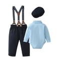 thumbnail image 2 of CARETOO Baby Boy Clothes Suit 0-24 Months Infant Gentleman Outfits Dress Shirt Bowtie Pants Hat Set, 2 of 14