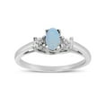 thumbnail image 1 of 10k White Gold Oval Opal And Diamond Ring, 1 of 5