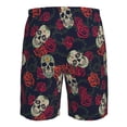 thumbnail image 6 of Kdxio Roses Skulls Pattern Mens Casual Shorts - Drawstring Summer Beach Sports Shorts for Men, 6 of 9