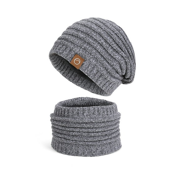 FAWUUDO 2 Pieces Winter Hat Scarf Gloves Set for Men and Women, Thick Warm Fleece Lined Knit Beanie Hat Neck Warmer