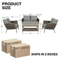 thumbnail image 5 of AE Outdoor Brookside 4-Piece Wicker Steel Outdoor Conversation Set w/ Gray Cushions Patio Furniture, 5 of 8