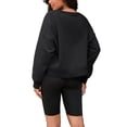 thumbnail image 3 of Sudadera recortada ATHLECHIC para mujeres, cuello redondo, suéter de felpa oversized, moda, tops de pullover de otoño, XL negro, 3 of 5