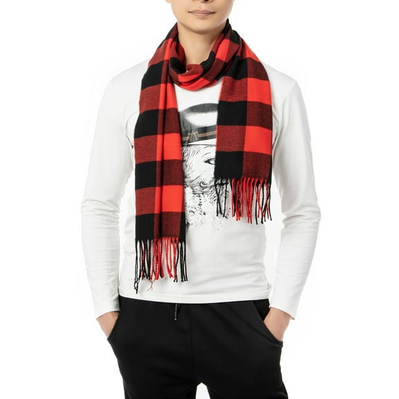 SAYFUT Scarfs for Women Men Plaid Winter Fashion Scarfs for Neck Blacket Warm Scarves Shawl Wrap with Tassel