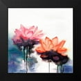 thumbnail image 2 of Atelier B Art Studio 20x20 Black Modern Framed Museum Art Print Titled - WATERCOLOR LOTUS FLOWERS, 2 of 5