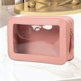 thumbnail image 1 of Bolsa de maquillaje para mujer,Ventana transparente,Bolsa de almacenamiento compacta,Organizador de cosméticos para viajes rosa, 1 of 8
