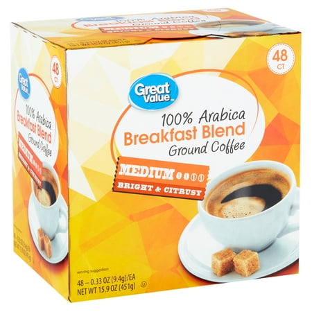 Great Value 100% Arabica Breakfast Blend Coffee Pods, Medium Roast, 48 (Best Breakfast In Bordeaux)