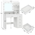 thumbnail image 6 of Makeup Vanity Set with Mirror & Lights, Vanity Desk with 5 Drawers & Storage Shelves, Makeup Vanity , 3 Color Modes & Adjustable Brightness Dressing Table, Bedroom, White, 6 of 8
