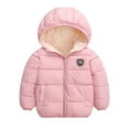 thumbnail image 2 of Godderr 1-7Y Toddler Boys Girls Fleece Down Jacket Winter Coat Hooded with for Baby Kids Down Outerwear Jackets Zip Solid Colour Casual Long Sleeve Padded Jacket, 2 of 5