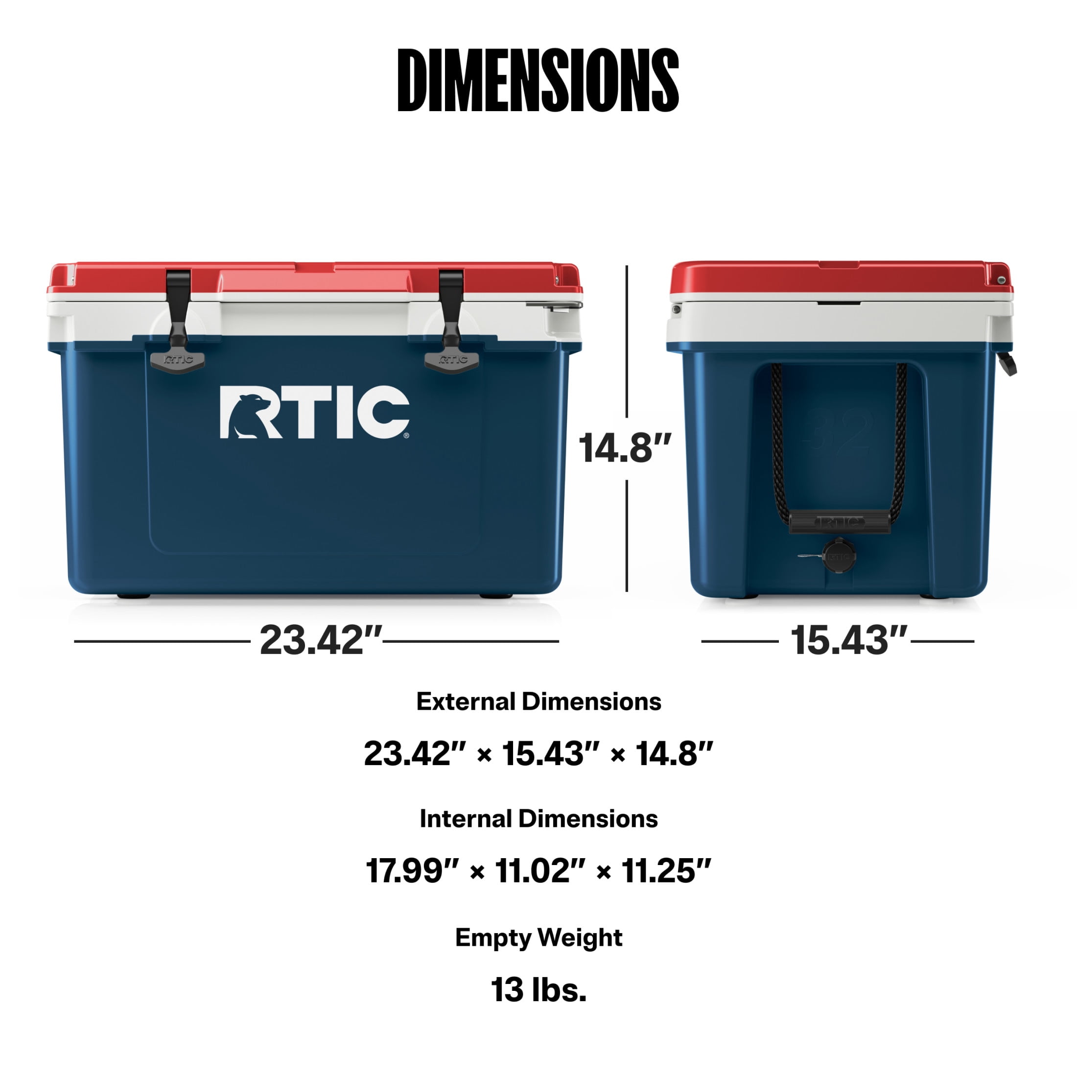 RTIC Large 32 QT Ultra-Light Hard-Sided Cooler, Heavy Duty