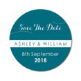 thumbnail image 1 of Darling Souvenir Round 45 Pcs Custom Save The Date Stickers Personalized Wedding Bride Groom Names And Date Envelope Seals - Teal Blue, 1 of 4