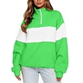 thumbnail image 3 of Womens Sweatshirts Half Zip Stand Neck Pullover Tops Color Match Quarter Zipper Fall Winter Fashion Shirts Green XL, 3 of 8