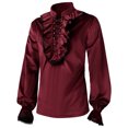 thumbnail image 4 of XDZJLR Men's Shirts Fashion Style Gentleman Gothic Ruffled Long Sleeves Flock Shirts for Men, 4 of 7