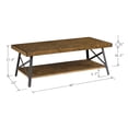 thumbnail image 3 of Artum Hill Hudson Pine Brown 48" Rectangle Coffee Table with Shelf and X-Base Metal Legs, 3 of 7