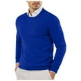thumbnail image 1 of LUOGENLI Chandails et Pulls pour Hommes 4TG Homme Automne et Hiver Lisse Confortable Drapé Peau Douce Texturé Ajusté Col Rond Manches Longues Chandail pour Hommes Chemise Grande Taille Bleu Taille TG, 1 of 8