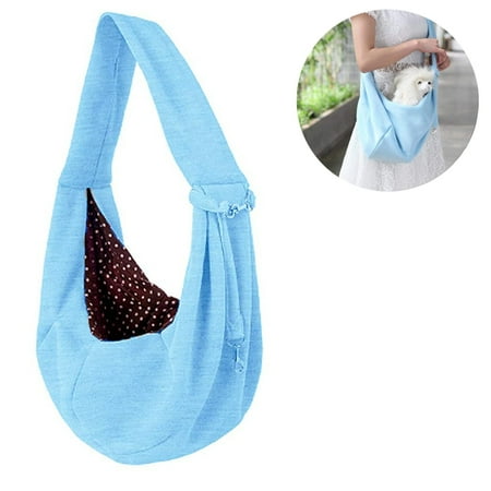 Dog And Cat Sling Carrier  Hands Free Reversible Pet Papoose Bag - Adjustable - Soft Pouch And Tote Design  Suitable For Puppy  Small Dogs  And Cats For Outdoor Travel - Blue