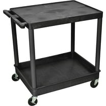 Luxor 24" x 32" Two Shelf Combination Flat/Tub Utility Cart - Black