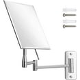thumbnail image 2 of MIRRORVANA Frameless Wall Mount Mirror for Bathroom with 11" Extension Swivel, No Magnification, Rectangular 8.7" x 6.3" Surface, Chrome, 2 of 7
