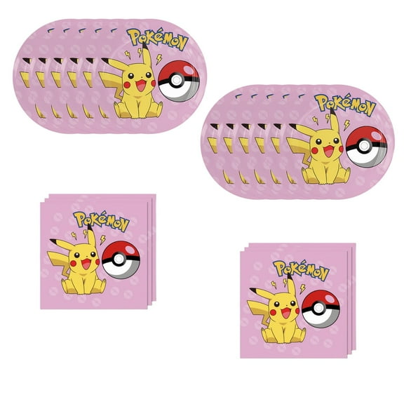 40pcs Pokemon Party Supplies Include 20 Plates, 20 Napkins for the Pokemon Birthday Party Decoration