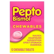 Pepto Bismol Chewable Tablets, Indigestion and Anti-Diarrhea Stomach Relief, Original, 12 Count