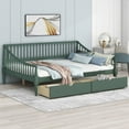 thumbnail image 3 of Elegant Design Full Size Daybed with Two Storage Drawers and Support Legs, Pine Wood Day Bed with Maximized space Office/Living Room/Bedroom, Sturdy Slats Support Wooden, 3 of 9